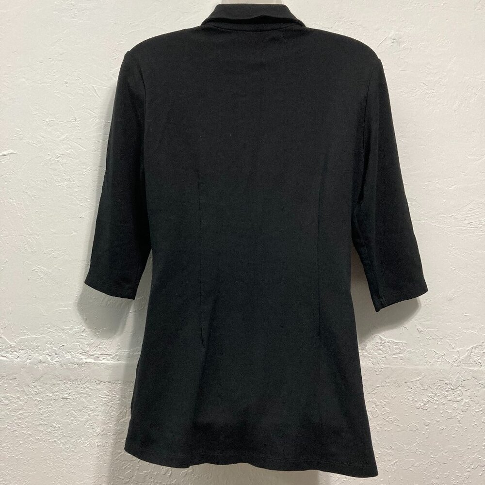 J. Mclaughlin Stretch Solid Black Collared Shirt … - image 2